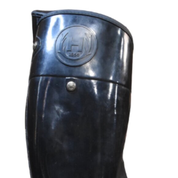 Hunter Sandhurst Carlyle Black Gloss Rain Boots Women's Size 9 Tall Waterproof - Picture 8 of 12